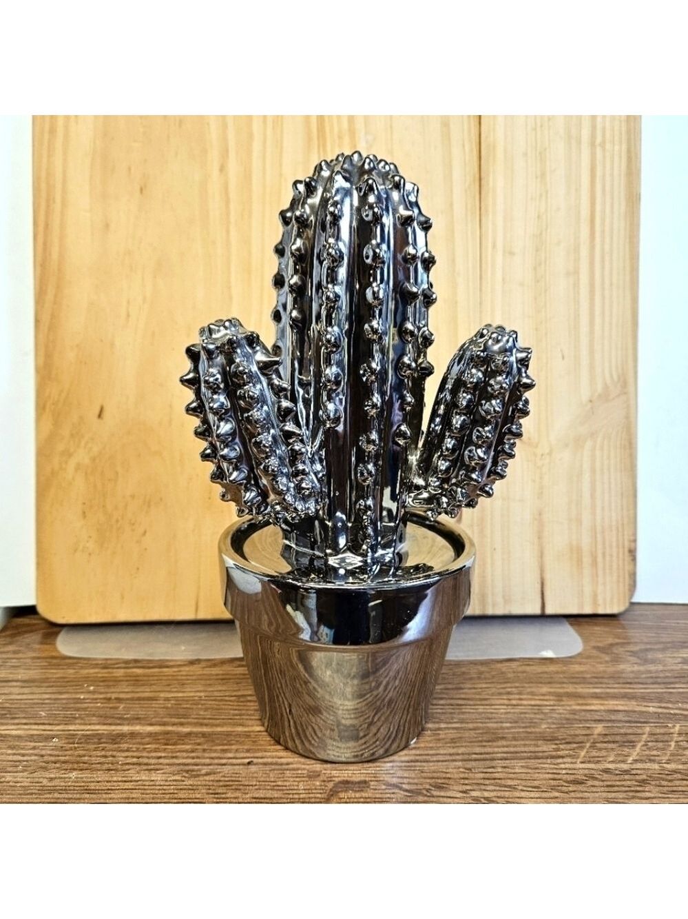 Silver-tone Ceramic San Pedro Cactus